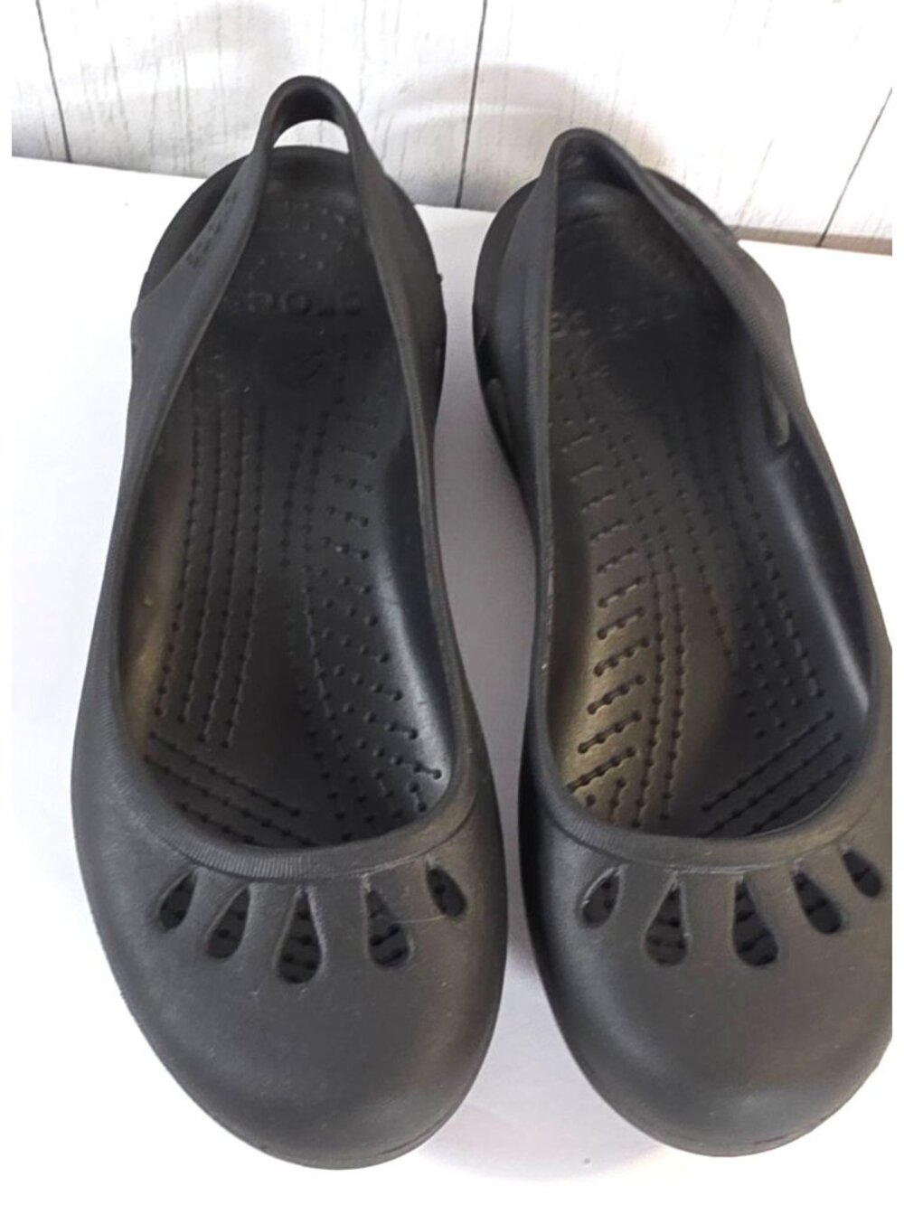 CROCS KADEE BLACK SLINGBACK BALLET FLATS COMFORT SLIP ON WORK SHOES WOMENS 7